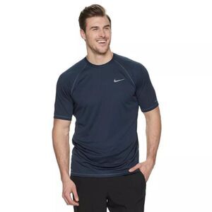 Nike Men Obsidian Dri-FIT UPF 40+ Short Sleeve Hydroguard Swim Shirt Size Medium